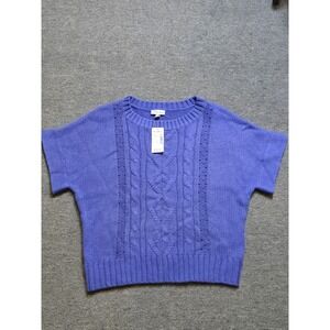 VTG Fashion Bug Purple Short Sleeved Crew Neck Sweater Cable Knit Size XL 90s
